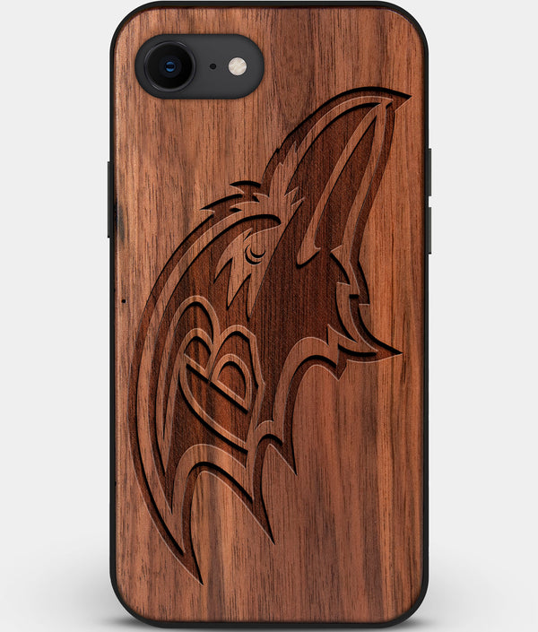 Best Custom Engraved Walnut Wood Baltimore Ravens iPhone SE Case - Engraved In Nature
