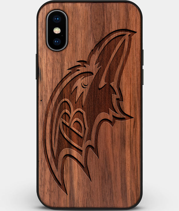 Custom Carved Wood Baltimore Ravens iPhone XS Max Case | Personalized Walnut Wood Baltimore Ravens Cover, Birthday Gift, Gifts For Him, Monogrammed Gift For Fan | by Engraved In Nature
