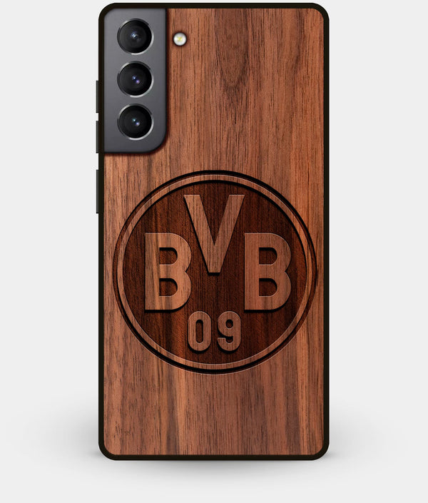 Best Walnut Wood Borussia Dortmund Galaxy S21 Case - Custom Engraved Cover - Engraved In Nature