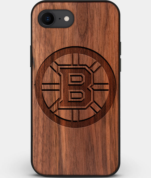 Best Custom Engraved Walnut Wood Boston Bruins iPhone SE Case - Engraved In Nature