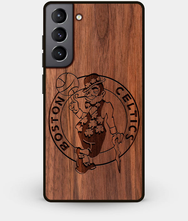 Best Walnut Wood Boston Celtics Galaxy S21 Case - Custom Engraved Cover - Engraved In Nature