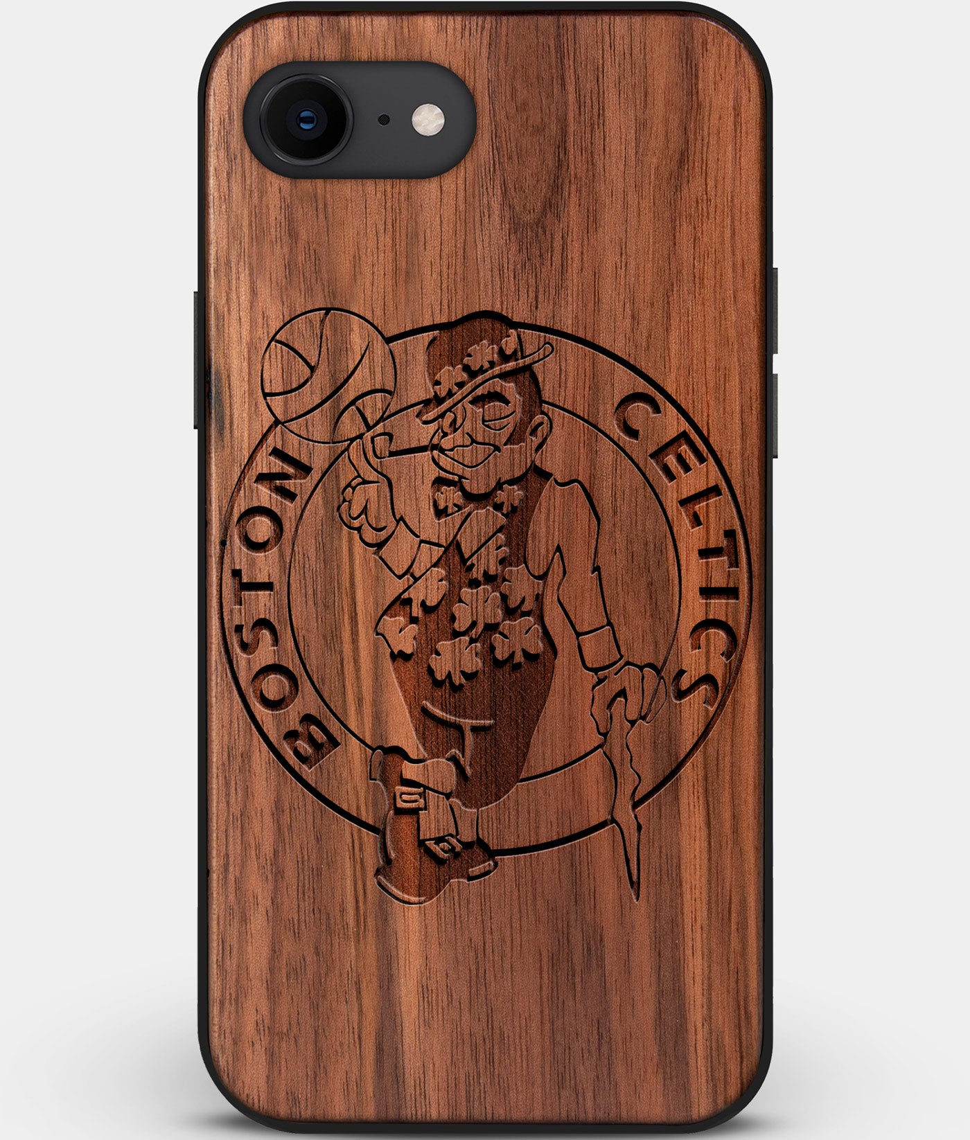 Best Custom Engraved Walnut Wood Boston Celtics iPhone SE Case - Engraved In Nature