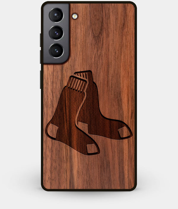 Best Walnut Wood Boston Red Sox Galaxy S21 Case - Custom Engraved Cover - Engraved In Nature