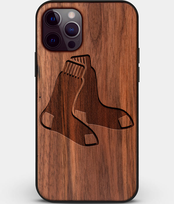 Custom Carved Wood Boston Red Sox iPhone 12 Pro Case | Personalized Walnut Wood Boston Red Sox Cover, Birthday Gift, Gifts For Him, Monogrammed Gift For Fan | by Engraved In Nature