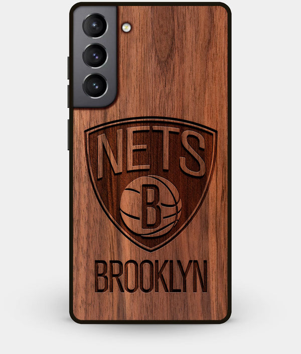 Best Walnut Wood Brooklyn Nets Galaxy S21 Case - Custom Engraved Cover - Engraved In Nature