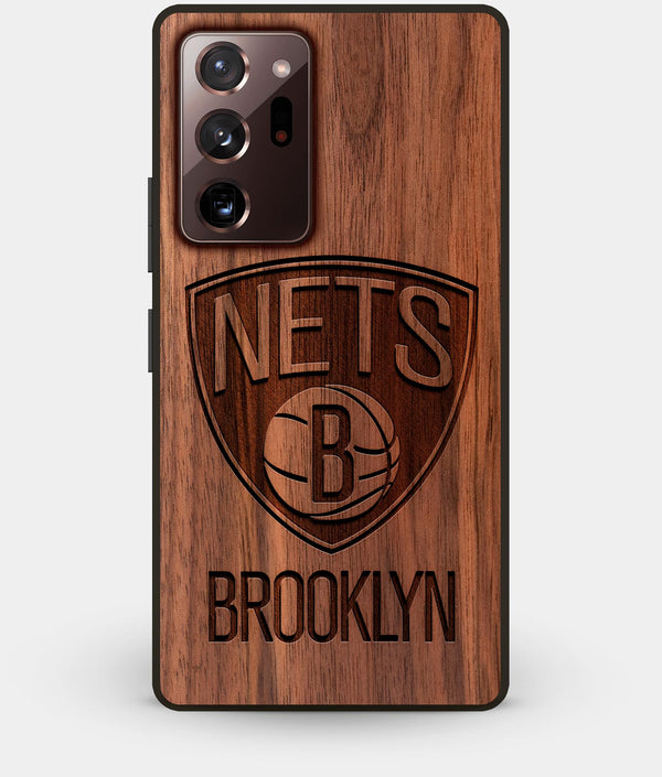 Best Custom Engraved Walnut Wood Brooklyn Nets Note 20 Ultra Case - Engraved In Nature