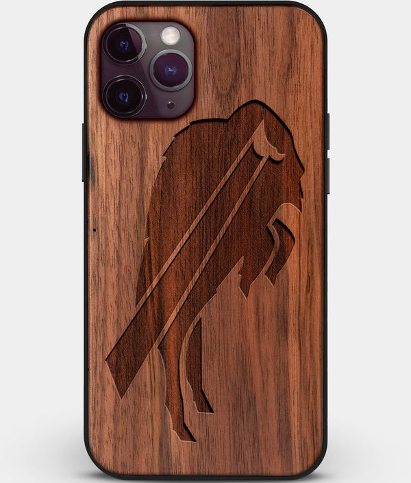 Custom Carved Wood Buffalo Bills iPhone 11 Pro Case | Personalized Walnut Wood Buffalo Bills Cover, Birthday Gift, Gifts For Him, Monogrammed Gift For Fan | by Engraved In Nature