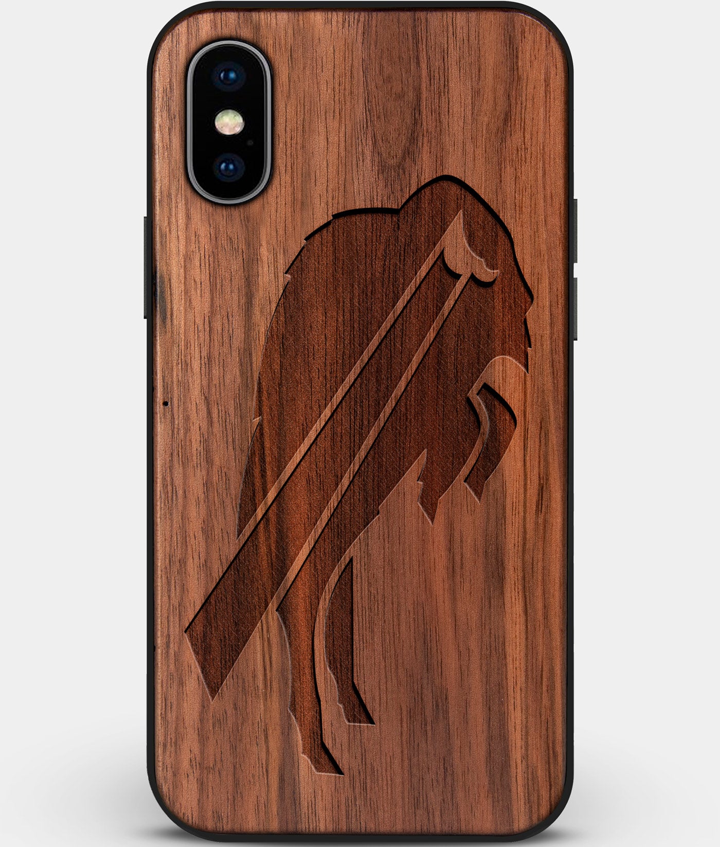 Custom Carved Wood Buffalo Bills iPhone XS Max Case | Personalized Walnut Wood Buffalo Bills Cover, Birthday Gift, Gifts For Him, Monogrammed Gift For Fan | by Engraved In Nature