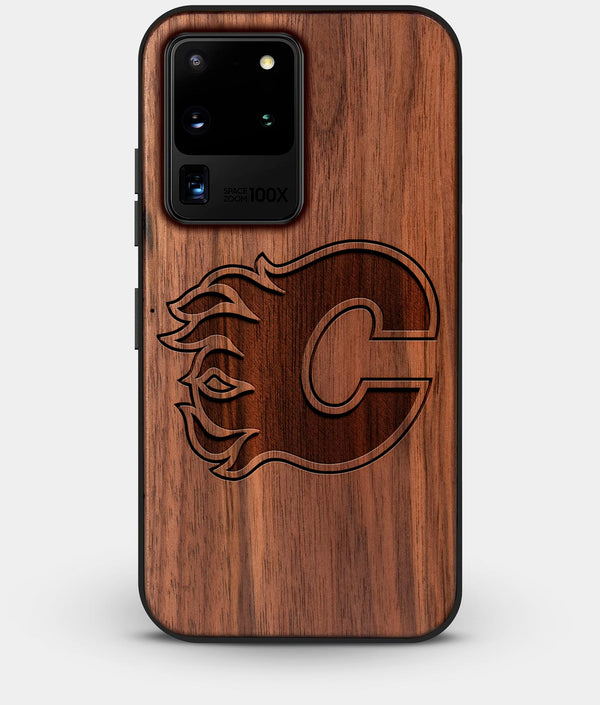 Best Custom Engraved Walnut Wood Calgary Flames Galaxy S20 Ultra Case - Engraved In Nature