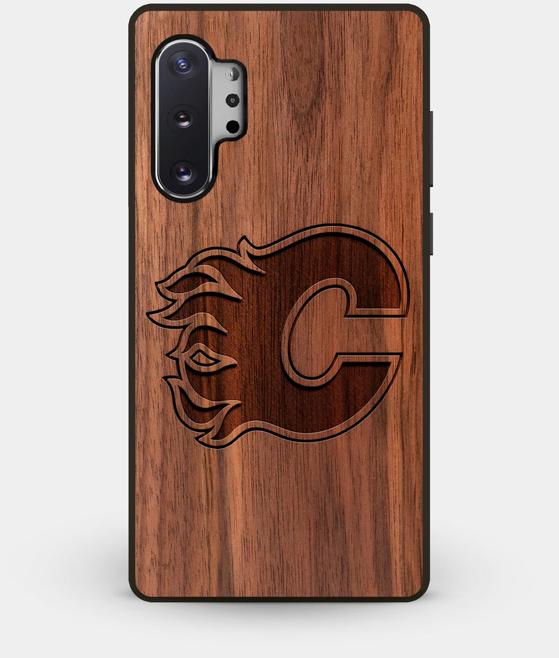 Best Custom Engraved Walnut Wood Calgary Flames Note 10 Plus Case - Engraved In Nature