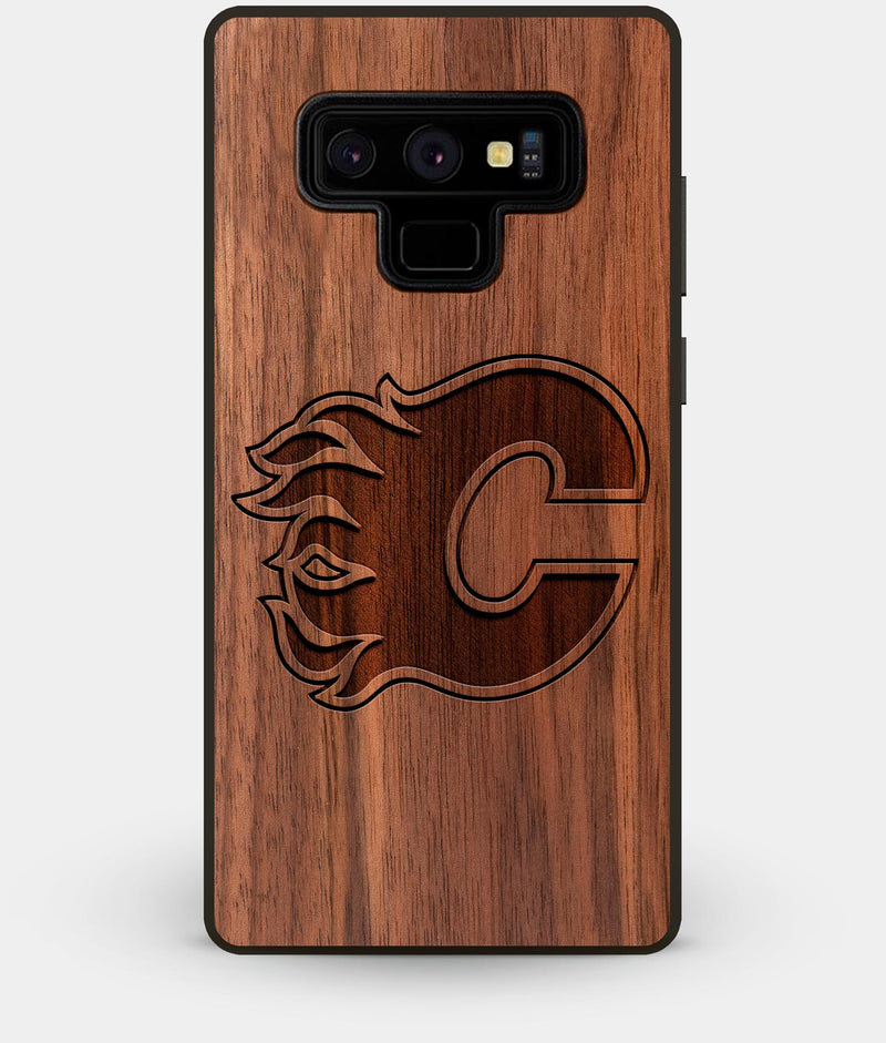Best Custom Engraved Walnut Wood Calgary Flames Note 9 Case - Engraved In Nature