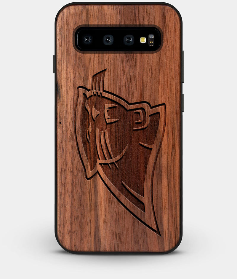 Best Custom Engraved Walnut Wood Carolina Panthers Galaxy S10 Plus Case - Engraved In Nature