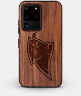 Best Custom Engraved Walnut Wood Carolina Panthers Galaxy S20 Ultra Case - Engraved In Nature