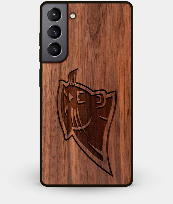 Best Walnut Wood Carolina Panthers Galaxy S21 Case - Custom Engraved Cover - Engraved In Nature