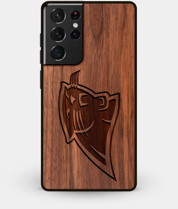 Best Walnut Wood Carolina Panthers Galaxy S21 Ultra Case - Custom Engraved Cover - Engraved In Nature