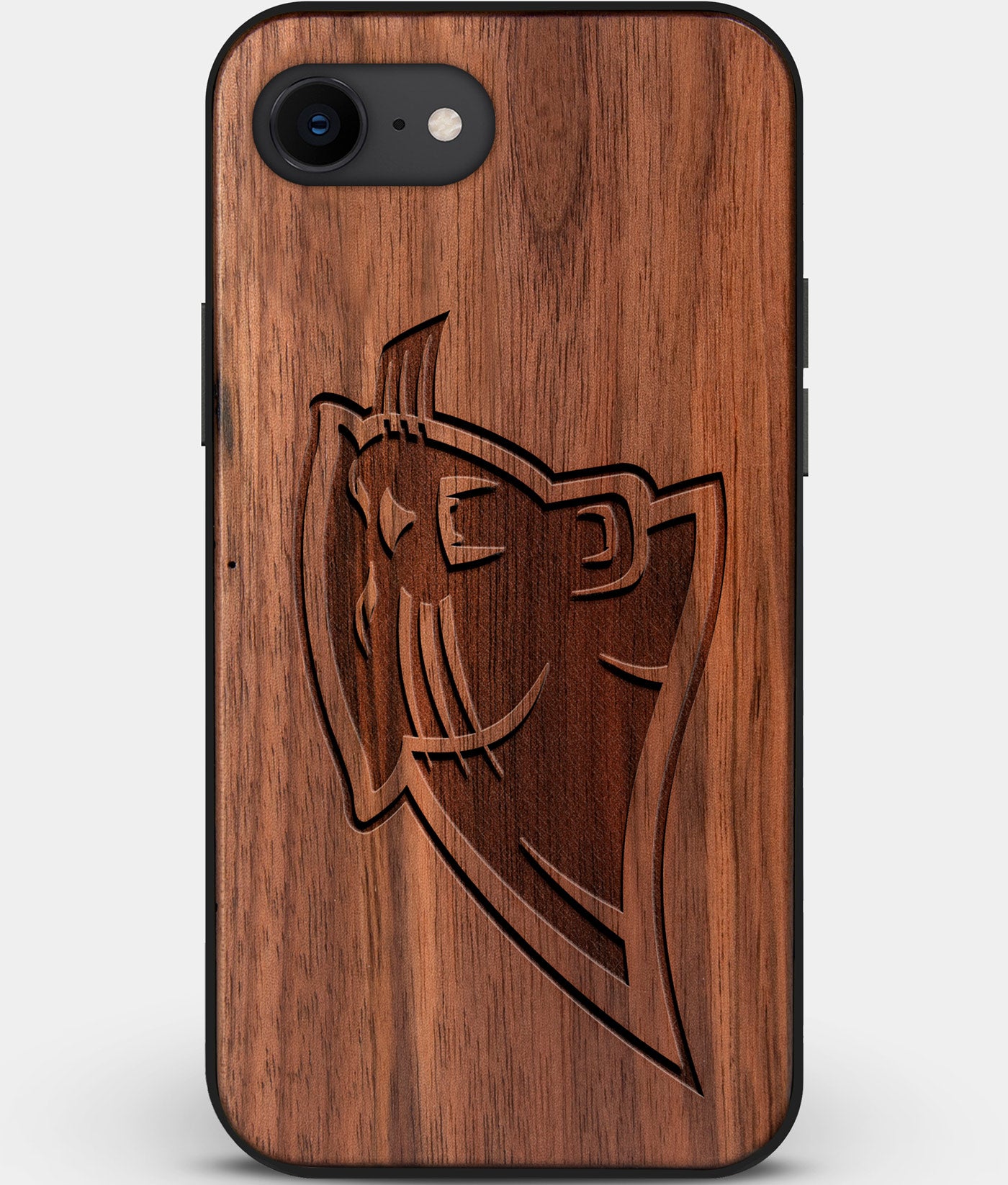 Best Custom Engraved Walnut Wood Carolina Panthers iPhone SE Case - Engraved In Nature