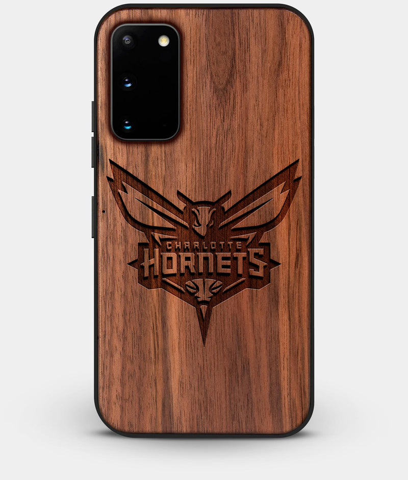 Best Walnut Wood Charlotte Hornets Galaxy S20 FE Case - Custom Engraved Cover - Engraved In Nature