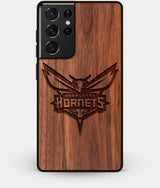 Best Walnut Wood Charlotte Hornets Galaxy S21 Ultra Case - Custom Engraved Cover - Engraved In Nature