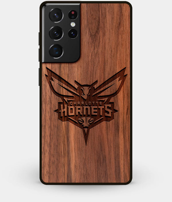 Best Walnut Wood Charlotte Hornets Galaxy S21 Ultra Case - Custom Engraved Cover - Engraved In Nature