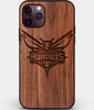 Custom Carved Wood Charlotte Hornets iPhone 11 Pro Case | Personalized Walnut Wood Charlotte Hornets Cover, Birthday Gift, Gifts For Him, Monogrammed Gift For Fan | by Engraved In Nature