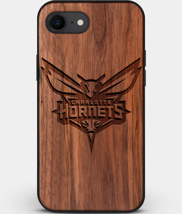 Best Custom Engraved Walnut Wood Charlotte Hornets iPhone SE Case - Engraved In Nature