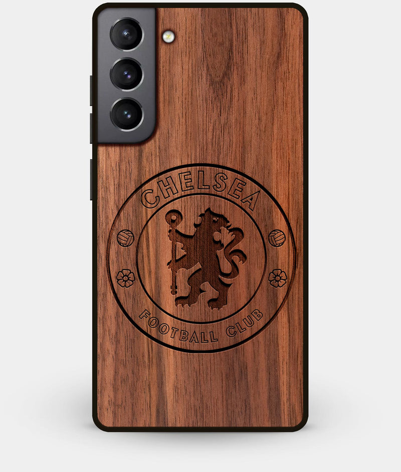 Best Walnut Wood Chelsea F.C. Galaxy S21 Case - Custom Engraved Cover - Engraved In Nature
