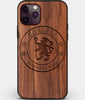 Custom Carved Wood Chelsea F.C. iPhone 11 Pro Max Case | Personalized Walnut Wood Chelsea F.C. Cover, Birthday Gift, Gifts For Him, Monogrammed Gift For Fan | by Engraved In Nature