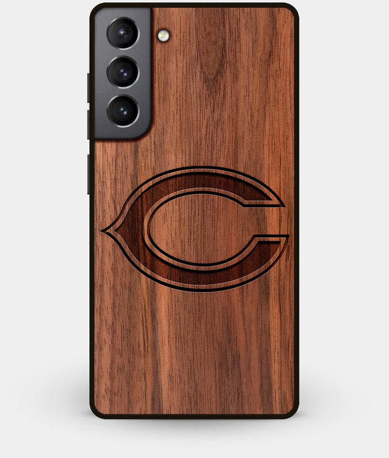 Best Walnut Wood Chicago Bears Galaxy S21 Case - Custom Engraved Cover - Engraved In Nature