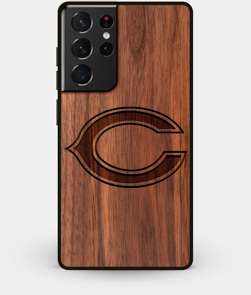 Best Walnut Wood Chicago Bears Galaxy S21 Ultra Case - Custom Engraved Cover - Engraved In Nature