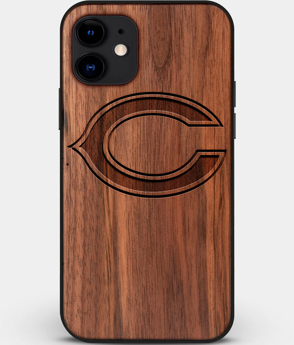 Custom Carved Wood Chicago Bears iPhone 12 Case | Personalized Walnut Wood Chicago Bears Cover, Birthday Gift, Gifts For Him, Monogrammed Gift For Fan | by Engraved In Nature