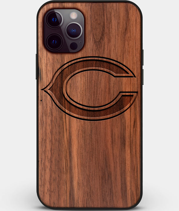 Custom Carved Wood Chicago Bears iPhone 12 Pro Case | Personalized Walnut Wood Chicago Bears Cover, Birthday Gift, Gifts For Him, Monogrammed Gift For Fan | by Engraved In Nature
