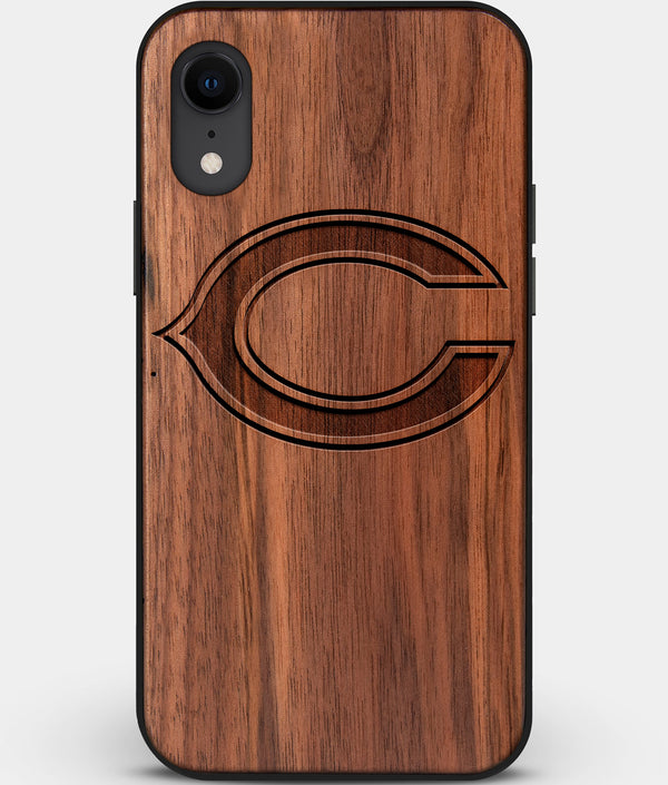 Custom Carved Wood Chicago Bears iPhone XR Case | Personalized Walnut Wood Chicago Bears Cover, Birthday Gift, Gifts For Him, Monogrammed Gift For Fan | by Engraved In Nature