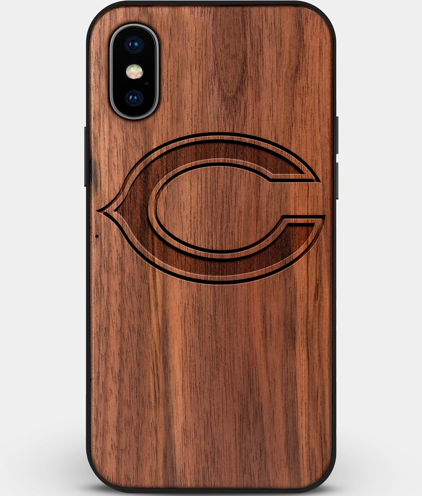 Custom Carved Wood Chicago Bears iPhone XS Max Case | Personalized Walnut Wood Chicago Bears Cover, Birthday Gift, Gifts For Him, Monogrammed Gift For Fan | by Engraved In Nature