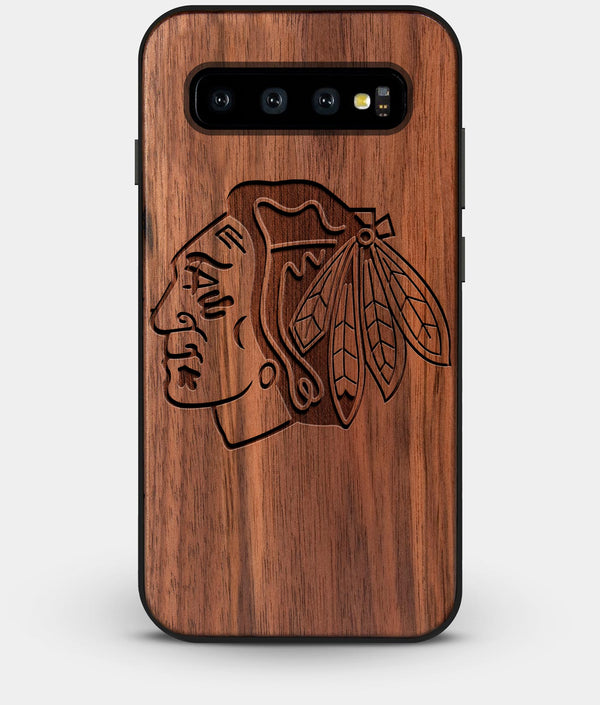 Best Custom Engraved Walnut Wood Chicago Blackhawks Galaxy S10 Plus Case - Engraved In Nature