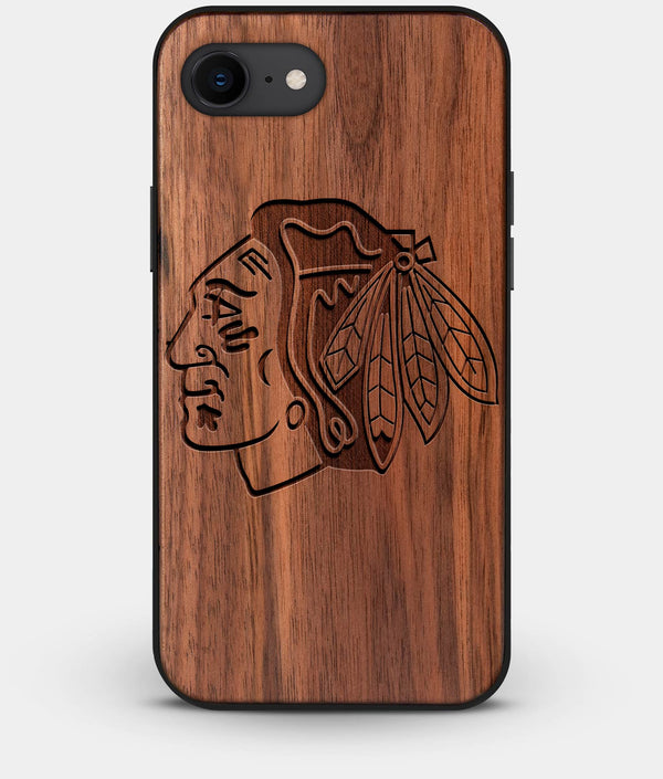 Best Custom Engraved Walnut Wood Chicago Blackhawks iPhone 8 Case - Engraved In Nature