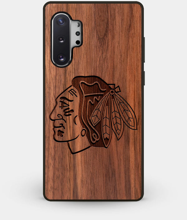 Best Custom Engraved Walnut Wood Chicago Blackhawks Note 10 Plus Case - Engraved In Nature