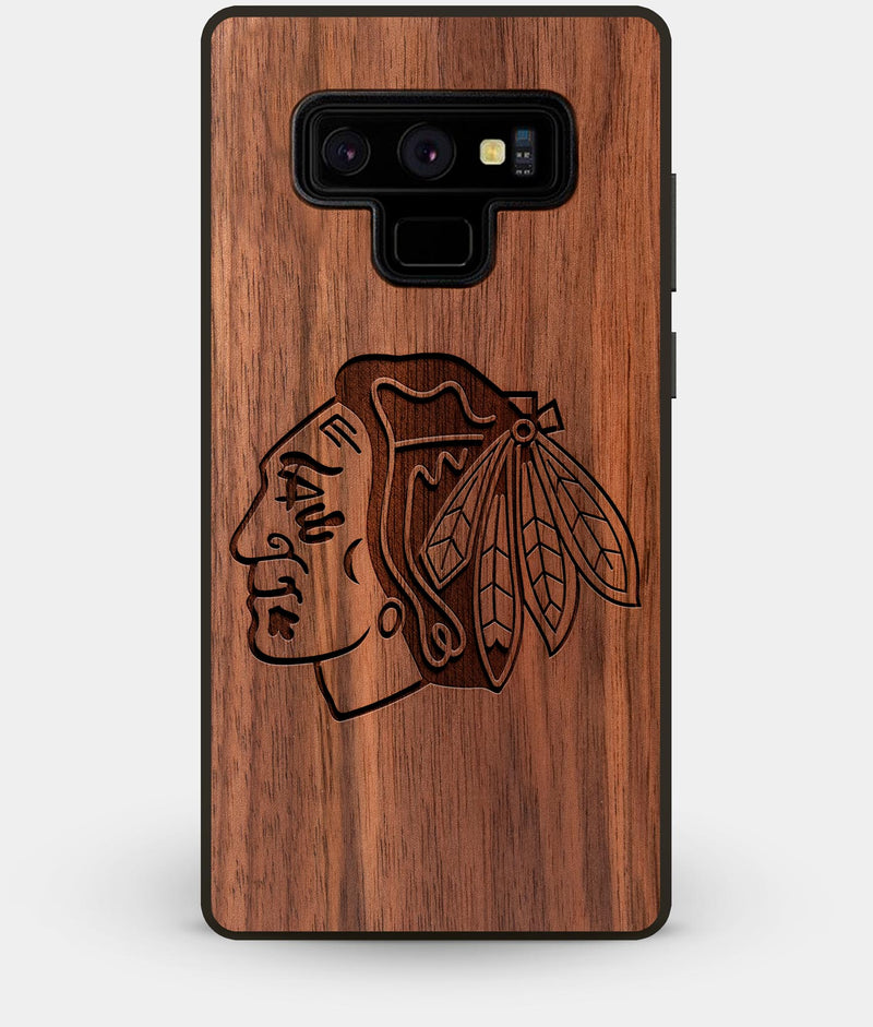 Best Custom Engraved Walnut Wood Chicago Blackhawks Note 9 Case - Engraved In Nature