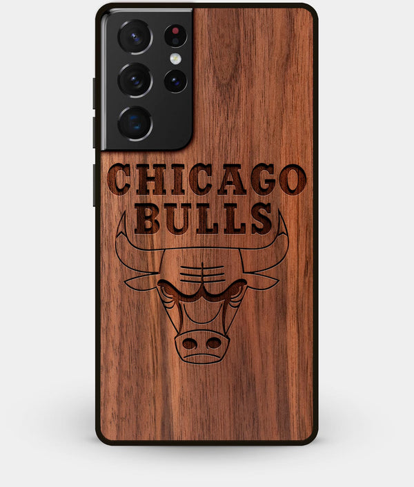 Best Walnut Wood Chicago Bulls Galaxy S21 Ultra Case - Custom Engraved Cover - Engraved In Nature
