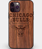 Custom Carved Wood Chicago Bulls iPhone 11 Pro Max Case | Personalized Walnut Wood Chicago Bulls Cover, Birthday Gift, Gifts For Him, Monogrammed Gift For Fan | by Engraved In Nature