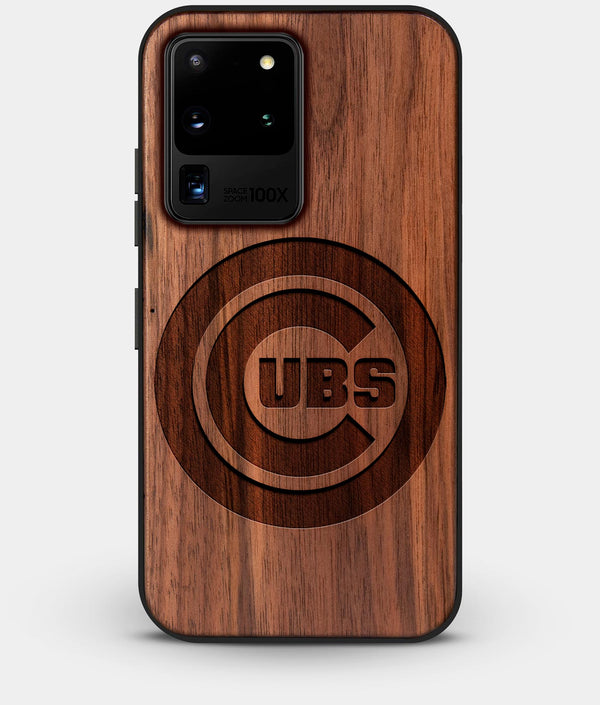 Best Custom Engraved Walnut Wood Chicago Cubs Galaxy S20 Ultra Case - Engraved In Nature