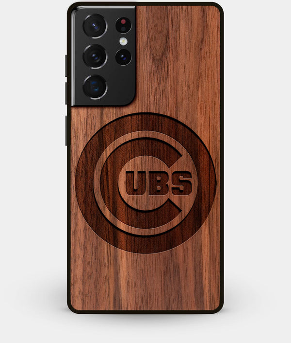 Best Walnut Wood Chicago Cubs Galaxy S21 Ultra Case - Custom Engraved Cover - Engraved In Nature