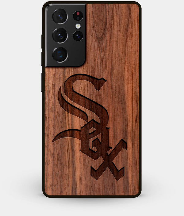 Best Walnut Wood Chicago White Sox Galaxy S21 Ultra Case - Custom Engraved Cover - Engraved In Nature