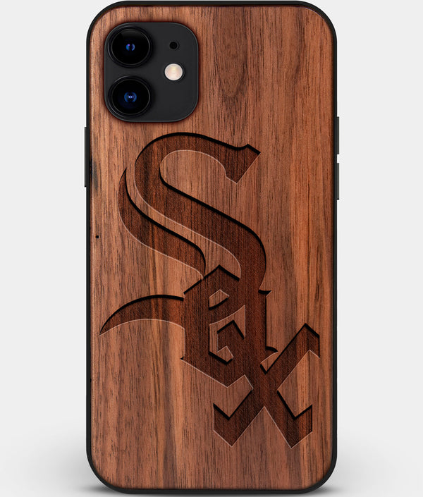 Custom Carved Wood Chicago White Sox iPhone 11 Case | Personalized Walnut Wood Chicago White Sox Cover, Birthday Gift, Gifts For Him, Monogrammed Gift For Fan | by Engraved In Nature