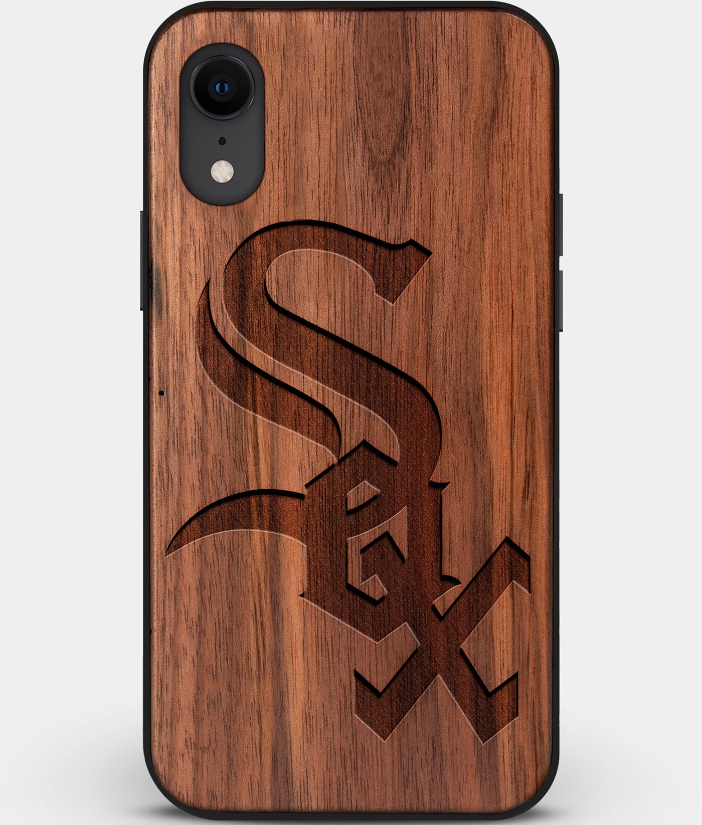 Custom Carved Wood Chicago White Sox iPhone XR Case | Personalized Walnut Wood Chicago White Sox Cover, Birthday Gift, Gifts For Him, Monogrammed Gift For Fan | by Engraved In Nature