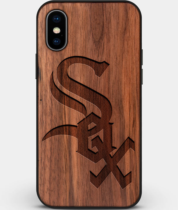 Custom Carved Wood Chicago White Sox iPhone XS Max Case | Personalized Walnut Wood Chicago White Sox Cover, Birthday Gift, Gifts For Him, Monogrammed Gift For Fan | by Engraved In Nature