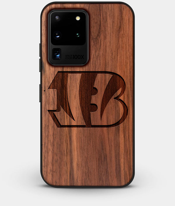 Best Custom Engraved Walnut Wood Cincinnati Bengals Galaxy S20 Ultra Case - Engraved In Nature