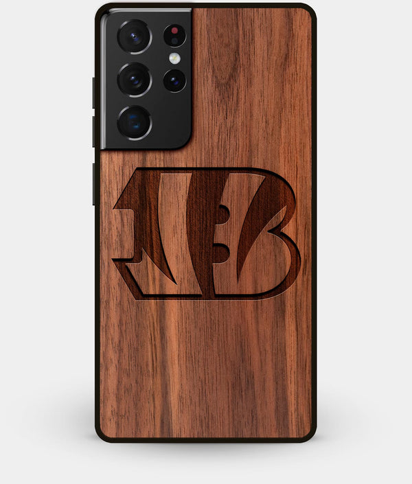 Best Walnut Wood Cincinnati Bengals Galaxy S21 Ultra Case - Custom Engraved Cover - Engraved In Nature