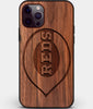 Custom Carved Wood Cincinnati Reds iPhone 12 Pro Max Case | Personalized Walnut Wood Cincinnati Reds Cover, Birthday Gift, Gifts For Him, Monogrammed Gift For Fan | by Engraved In Nature
