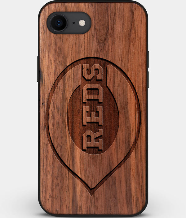 Best Custom Engraved Walnut Wood Cincinnati Reds iPhone SE Case - Engraved In Nature