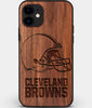 Custom Carved Wood Cleveland Browns iPhone 11 Case | Personalized Walnut Wood Cleveland Browns Cover, Birthday Gift, Gifts For Him, Monogrammed Gift For Fan | by Engraved In Nature